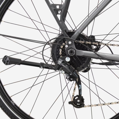 Sistema de iluminación y seguridad de la bicicleta eléctrica urbana Elops 500 gris.