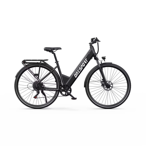 Bicicleta eléctrica urbana Onesport OT12 250 W, Batería de 36V 13Ah (499 Wh) - Negro