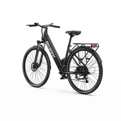 Luz delantera LED de alta visibilidad en la bicicleta eléctrica urbana Onesport OT12.