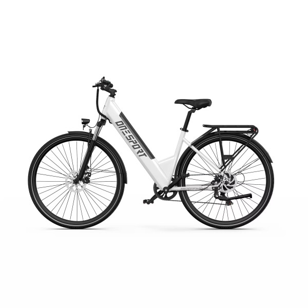 Bicicleta eléctrica urbana Onesport OT12 250 W, Batería de 36V 13Ah (499 Wh) - Blanco