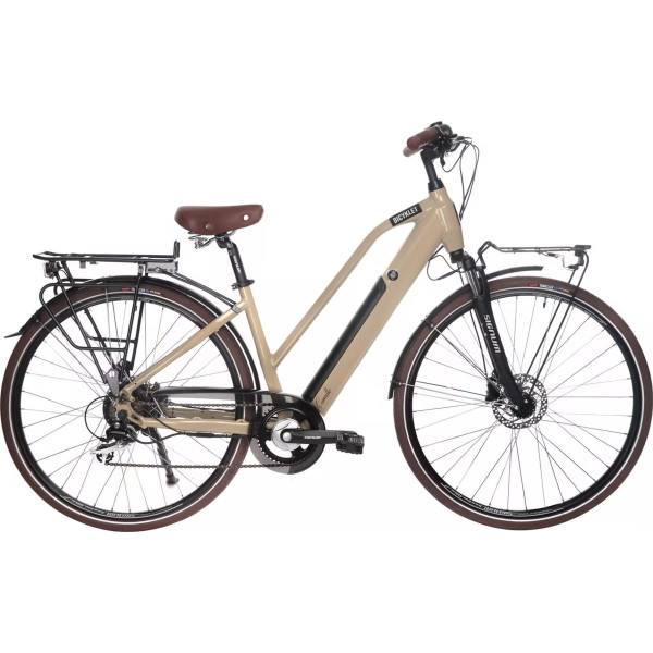 Bicicleta eléctrica urbana Bicyklet Camille 504 Wh Shimano Acera/Altus 8V 700C - Beige marfil